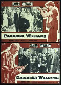3o397 CARBINE WILLIAMS 2 Italian photobustas R64 great images of James Stewart w/rifle, Jean Hagen!