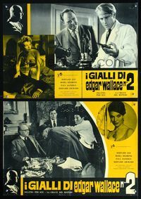 3o410 I GIALLI DI EDGAR WALLACE N.2 2 Italian photobustas '60s Bernard Lee, English murder mystery