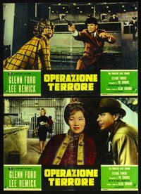 3o413 EXPERIMENT IN TERROR 2 Italian photobusta movie posters '62 Glenn Ford, Lee Remick, Anita Loo