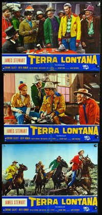 3o383 FAR COUNTRY 3 Italian photobustas R64 cowboy James Stewart, Walter Brennan, Anthony Mann