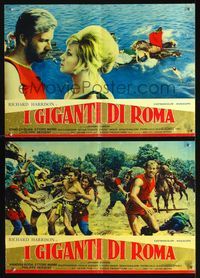 3o415 GIANTS OF ROME 2 Italian photobustas '64 I Giganti di Roma, Richard Harrison & Wandisa Guida
