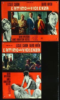 3o418 GUNS OF DARKNESS 2 Italian photobusta movie posters '62 sexy Leslie Caron, David Niven