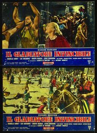 3o422 INVINCIBLE GLADIATOR 2 Italian photobustas '61 Richard Harrison is Il Gladiatore Invicibile!