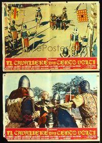 3o425 KNIGHT OF 100 FACES 2 Italian photobusta posters '60 Il cavaliere dai cento volti, Lex Barker