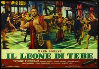 3o498 LION OF THEBES Italian photobusta poster '64 Leone di Tebe, battle scene, Mark Forest w/spear!
