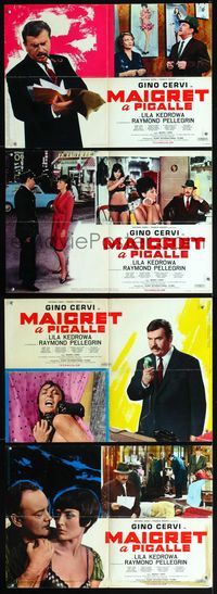 3o367 MAIGRET AT THE PIGALLE 4 Italian photobustas '67 Mario Landi's Maigret a Pigalle, Gino Cervi