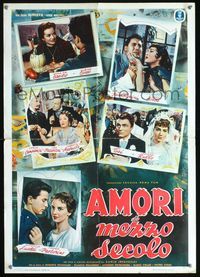 3o505 MID-CENTURY LOVES Italian photobusta movie poster '54 5 directors, great romantic images!