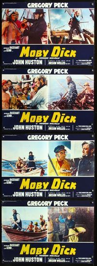 3o368 MOBY DICK 4 Italian photobusta posters R70s John Huston, Gregory Peck, Friedreich Ledebur
