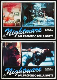 3o437 NIGHTMARE ON ELM STREET 2 Italian photobustas '85 Wes Craven classic, image of blood fountain!