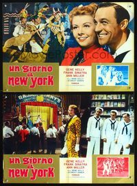 3o438 ON THE TOWN 2 Italian photobusta posters R64 sailors Gene Kelly & Frank Sinatra, Ann Miller!