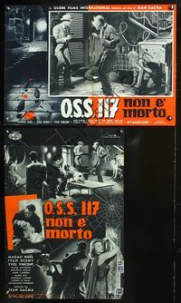 3o439 OSS 117 IS NOT DEAD 2 Italian photobusta posters '58 O.S.S. 117 n'est pas mort, cool action!