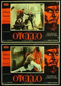 3o441 OTHELLO 2 Italian photobusta movie posters '56 Russian Shakespeare tragedy, Sergei Bondarchuk!