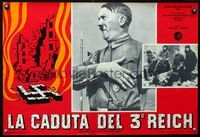 3o516 RISE & FALL OF THE THIRD REICH Italian photobusta poster '69 Adolf Hitler, burning swastika!