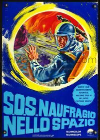 3o517 ROBINSON CRUSOE ON MARS Italian photobusta '64 Paul Mantee, really great sci-fi artwork!