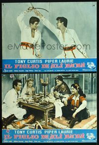 3o450 SON OF ALI BABA 2 Italian photobusta posters '52 Tony Curtis duels, flirts with Susan Cabot!