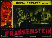 3o524 SON OF FRANKENSTEIN Italian photobusta R63 great artwork of Boris Karloff as the monster!