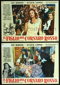 3o452 SON OF THE RED CORSAIR 2 Italian photobustas '59 Il figlio del corsaro rosso,sexy Sylvia Lopez