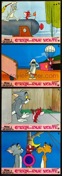 3o377 TOM & JERRY 4 Italian photobusta movie posters '68 great image of Tom about to whack Jerry!