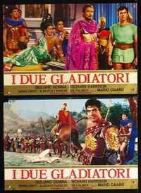 3o458 TWO GLADIATORS 2 Italian photobustas R70 Richard Harrison, Giuliano Gemma, I due gladiatori