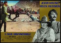 3o532 UNDEFEATED Italian photobusta movie poster '69 cool image of John Wayne & Rock Hudson!