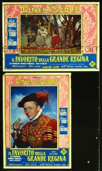 3o459 VIRGIN QUEEN 2 Italian photobusta movie posters '55 Bette Davis, swashbuckler Richard Todd!