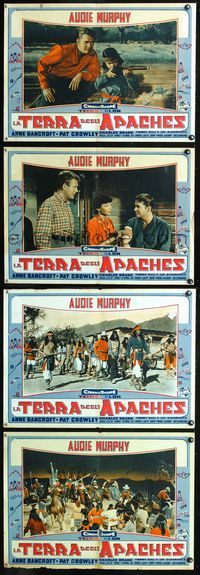 3o378 WALK THE PROUD LAND 4 Italian photobustas '56 Audie Murphy & Native American Anne Bancroft!