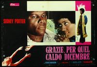 3o536 WARM DECEMBER Italian photobusta poster '73 great close-up of Sidney Poitier & Ester Anderson!