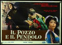 3o044 PIT & THE PENDULUM Italian large photobusta '61 Edgar Allan Poe, cool image of Vincent Price!