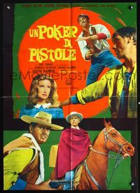 3o045 POKER WITH PISTOLS Italian large photobusta '67 Vari's Un Poker di pistole, spaghetti western!
