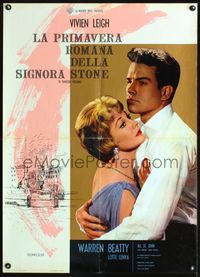 3o046 ROMAN SPRING OF MRS. STONE Italian large pbusta '62 romantic image of Warren Beatty & Leigh!