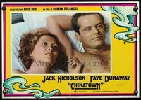 3o471 CHINATOWN Italian photobusta '74 Jack Nicholson & Faye Dunaway close up in bed, Polanski