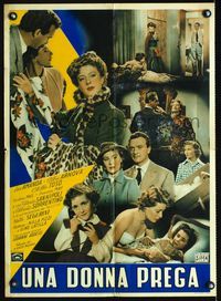 3o531 UNA DONNA PREGA Italian photobusta movie poster '54 Anton Giulio Majano, cool montage image!