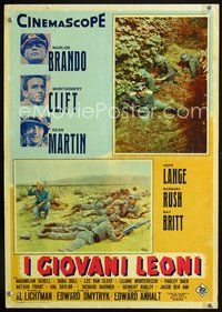 3o539 YOUNG LIONS Italian photobusta movie poster '58 Marlon Brando, Montgomery Clift, WWII!