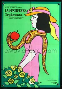 3o580 LEPER Polish poster '76 cool Garden of Eden woman & snake with apple art by Jerzy Flisak!