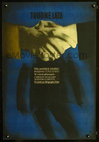 3o640 ANNI DIFFICILI Polish 23x33 movie poster '61 Roslaw Szaybo art of handshake & shadowy figures!