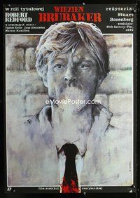 3o550 BRUBAKER Polish movie poster '84 Dybowski art of wanted Robert Redford w/bloody tie!