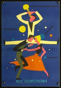3o653 CARNIVAL IN MOSCOW Polish 23x33 movie poster '57 cool Roman Cieslewicz art of dancing couple!