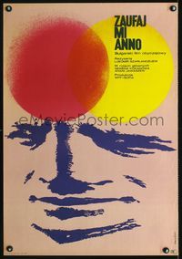 3o657 CRACK-UP Polish 23x33 movie poster '66 Piwonski abstract art of man w/red & yellow suns!