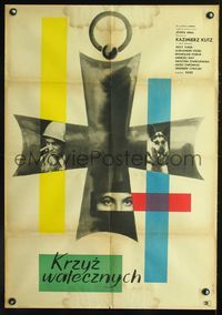 3o658 CROSS OF VALOR Polish 23x33 poster '59 Krzyz Walecznych, Jerzy Turek, WZ art of cast in medal!