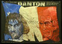 3o555 DANTON Polish poster '82 Andrzej Wajda, Gerard Depardieu, Andrzej Pagowski French flag art!
