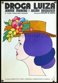 3o664 DEAR LOUISE Polish 23x33 '72 Chere Louise, Jeanne Moreau, cool Bodnar art of woman w/hat!