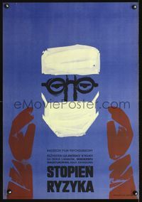 3o665 DEGREE OF RISK Polish 23x33 poster '69 cool W. Chmielewski art of doctor w/bloody gloves!