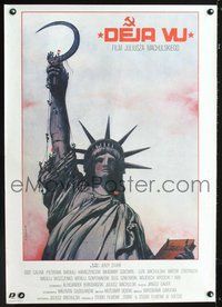 3o558 DEJA VU Polish poster '88 Machulski, Pagowski art Soviet Russian modified Statue of Liberty!