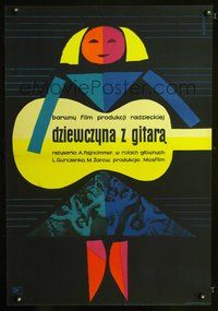 3o666 DEVUSHKA S GITAROY Polish 23x33 movie poster '59 cool Wiktor Gorka art of girl w/guitar!