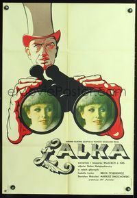 3o669 DOLL Polish 23x33 poster '68 Lalka, cool J. Skowrynski art of man in top hat w/binoculars!