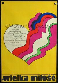 3o681 GREAT LOVE Polish 23x33 poster '69 Pierre Etaix's Le Grand Amour, great Zelek art of heart!