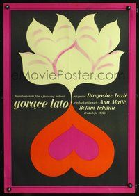 3o686 HOT YEARS Polish 23x33 movie poster '67 cool Wiktor Gorka art of flower blooming from heart!