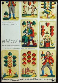3o688 I EVEN MET HAPPY GYPSIES Polish 23x33 '67 Petrovic, cool Stanislaw Zamecznik tarot card art!