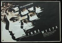 3o573 INNA WYSPA Polish movie poster '87 cool W. Dybowski art of woman's face fading away!