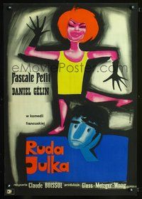 3o696 JULIE THE REDHEAD Polish 23x33 movie poster '61 wacky Wiktor Gorka art of Pascale Petit!